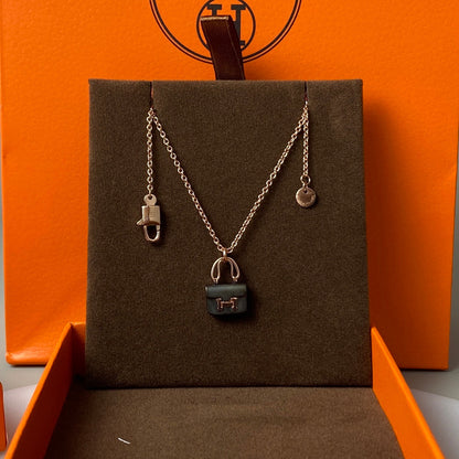 [baslovejewels]コンスタンス ブラック ペンダント ピンクゴールド ネックレス