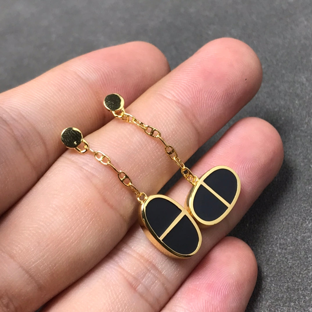 [baslovejewels]チェーン ヴェルソ ブラック セラミック シルバー イヤリング