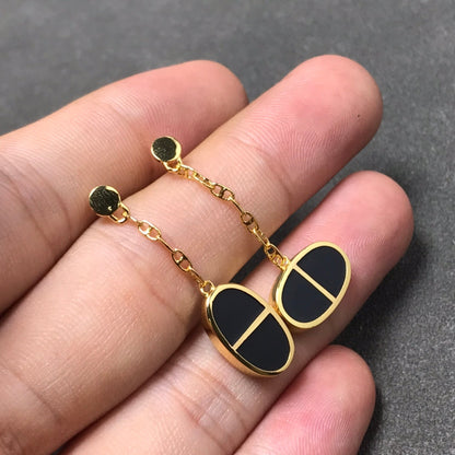 [baslovejewels]チェーン ヴェルソ ブラック セラミック シルバー イヤリング