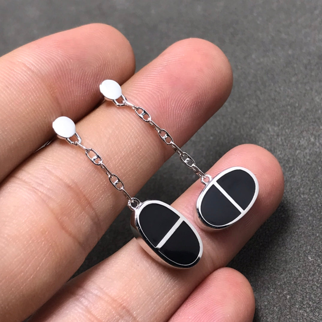 [baslovejewels]チェーン ヴェルソ ブラック セラミック シルバー イヤリング