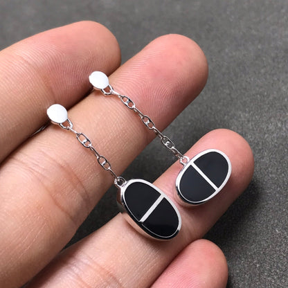 [baslovejewels]チェーン ヴェルソ ブラック セラミック シルバー イヤリング