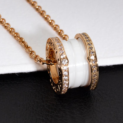 [baslovejewels]ZERO 1 ホワイトセラミック ピンクゴールド ダイヤモンドネックレス