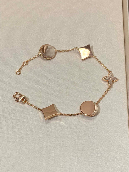 [baslovejewels]Armband mit Stern und Sonne, 5 Motive, Perlmutt, Roségold