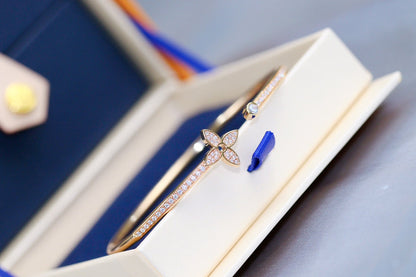 [baslovejewels]IDYLLE PINK GOLD OPEN BRACELET DIAMOND PAVED