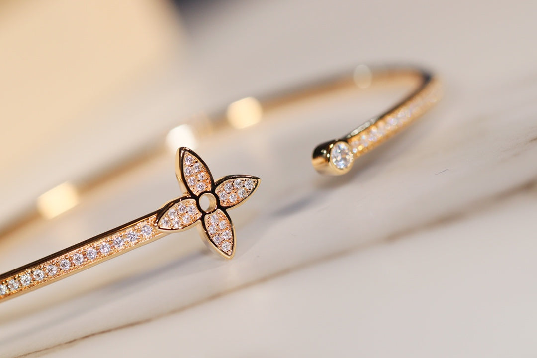 [baslovejewels]IDYLLE ゴールド オープンブレスレット ダイヤモンド パヴェ