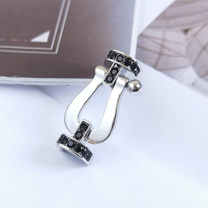 [baslovejewels]FORCE GROSSES HUFEISENARMBAND MIT SCHWARZEN DIAMANTEN SILBER