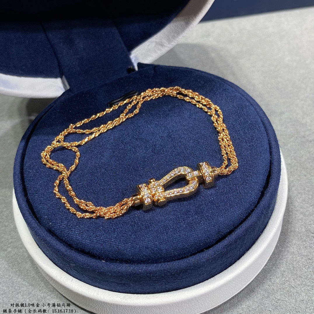 [baslovejewels]フォース スモール ホースシュー ダイヤモンド チェーン ロープ ブレスレット