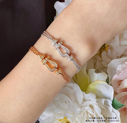 [baslovejewels]フォース スモール ホースシュー ダイヤモンド チェーン ロープ ブレスレット