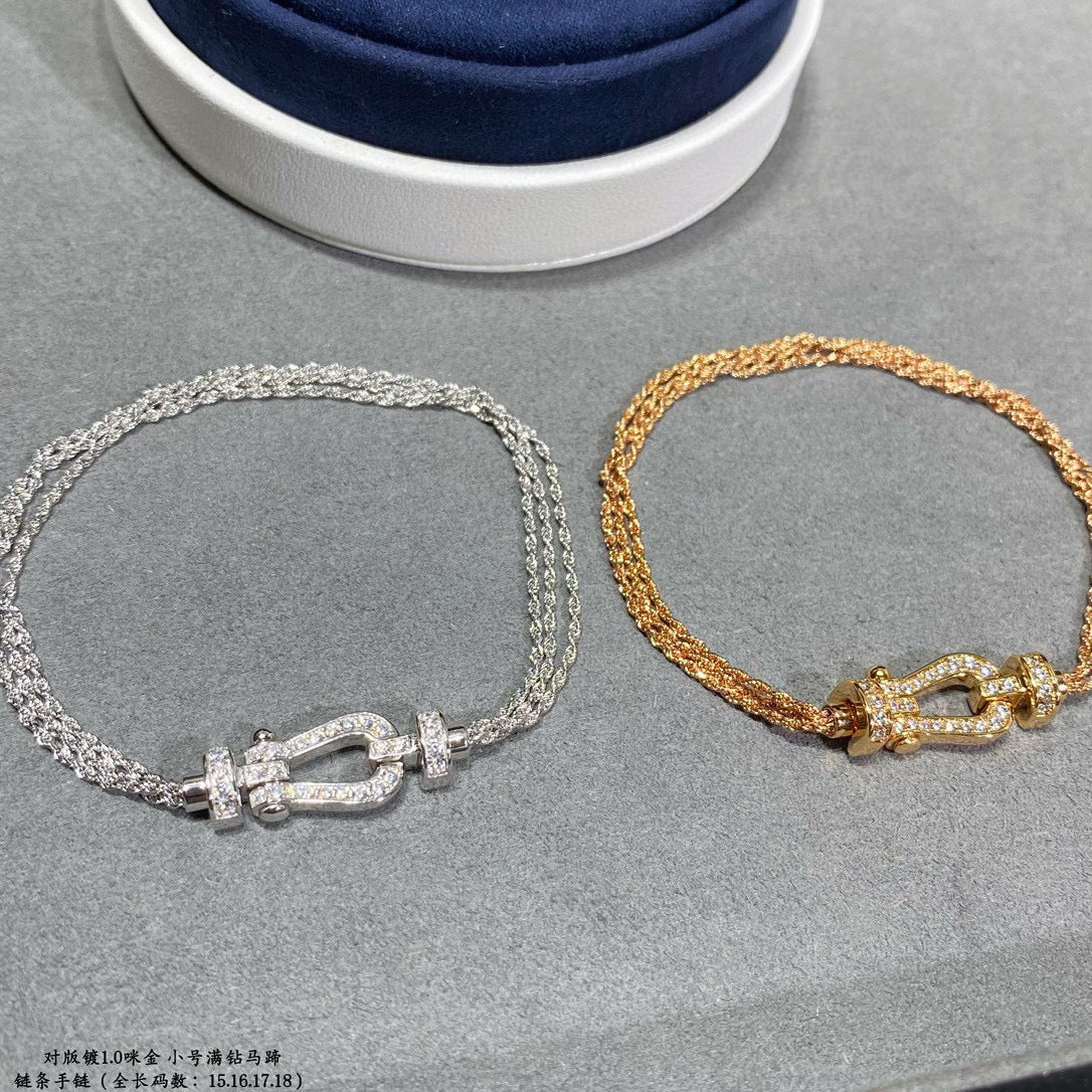 [baslovejewels]フォース スモール ホースシュー ダイヤモンド チェーン ロープ ブレスレット