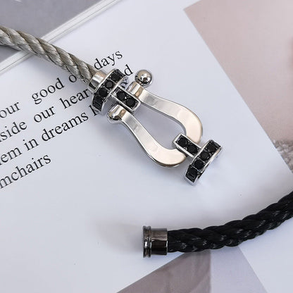 [baslovejewels]FORCE GROSSES HUFEISENARMBAND MIT SCHWARZEN DIAMANTEN SILBER