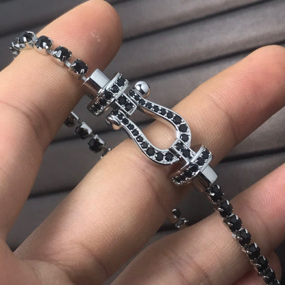 [baslovejewels]FORCE GROSSES HUFEISEN-TENNISARMBAND MIT VOLLEN DIAMANTEN 