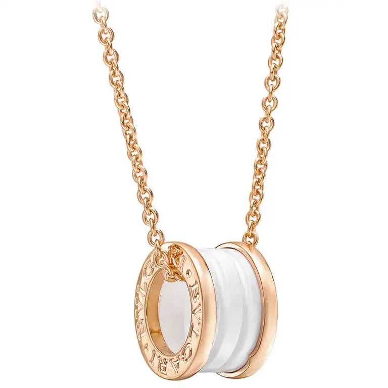 [baslovejewels]ZERO 1 ホワイトセラミック ピンクゴールド ダイヤモンドネックレス