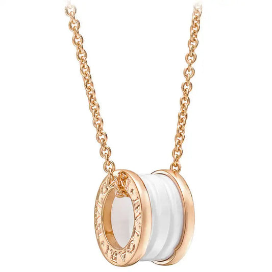 [baslovejewels]ZERO 1 ホワイトセラミック ピンクゴールド ダイヤモンドネックレス