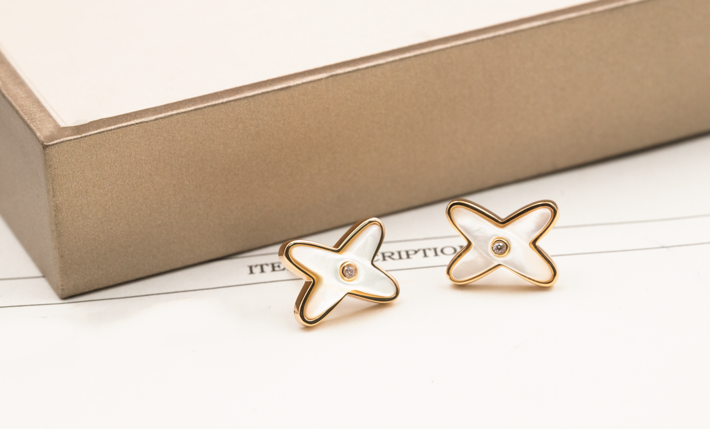 [baslovejewels]JEUX DE WHITE MOP ROSÉGOLD DIAMANT OHRRINGE