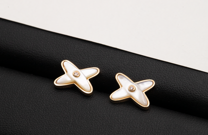 [baslovejewels]JEUX DE WHITE MOP ROSÉGOLD DIAMANT OHRRINGE