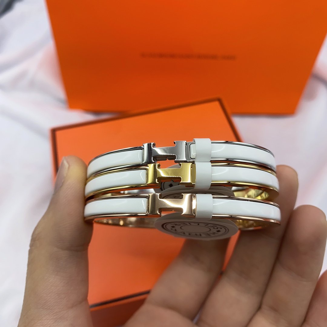 [baslovejewels]KLASSISCHES HM CLIC WEISSES 8MM EMAILLEARMBAND