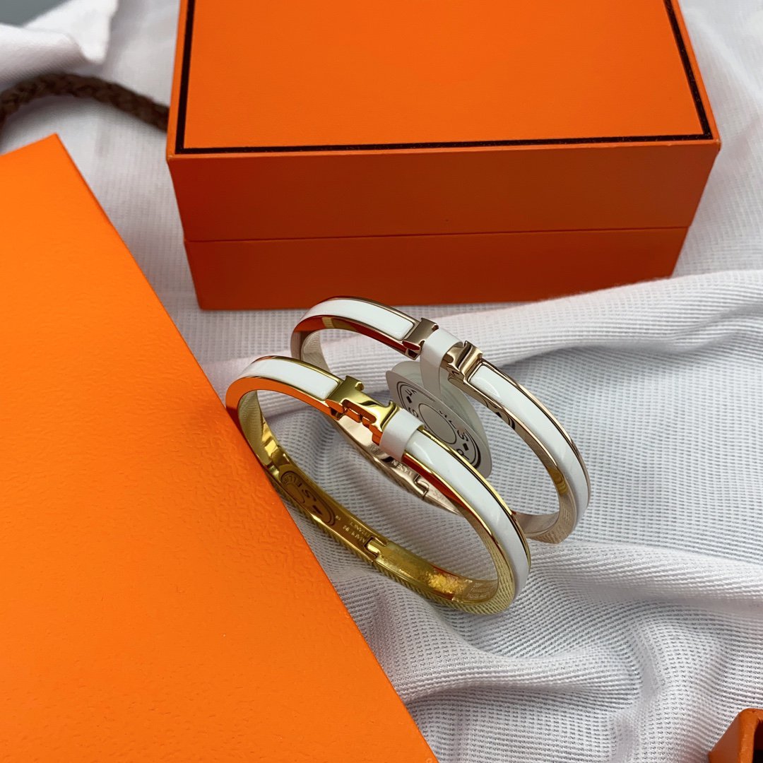 [baslovejewels]KLASSISCHES HM CLIC WEISSES 8MM EMAILLEARMBAND