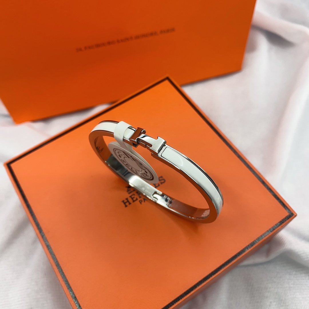 [baslovejewels]KLASSISCHES HM CLIC WEISSES 8MM EMAILLEARMBAND