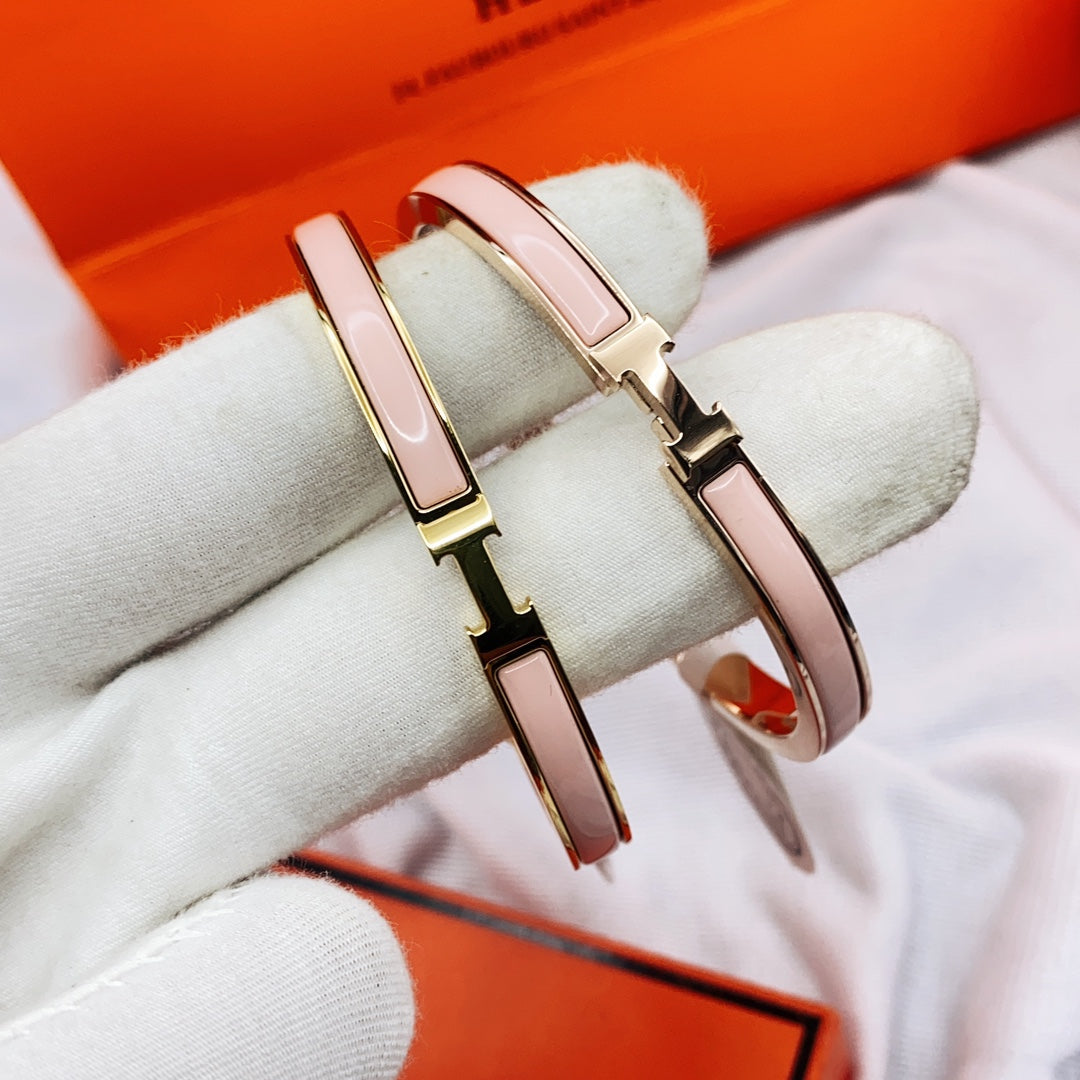 [baslovejewels]KLASSISCHES HM CLIC ROSA 8MM EMAILLE ARMBAND