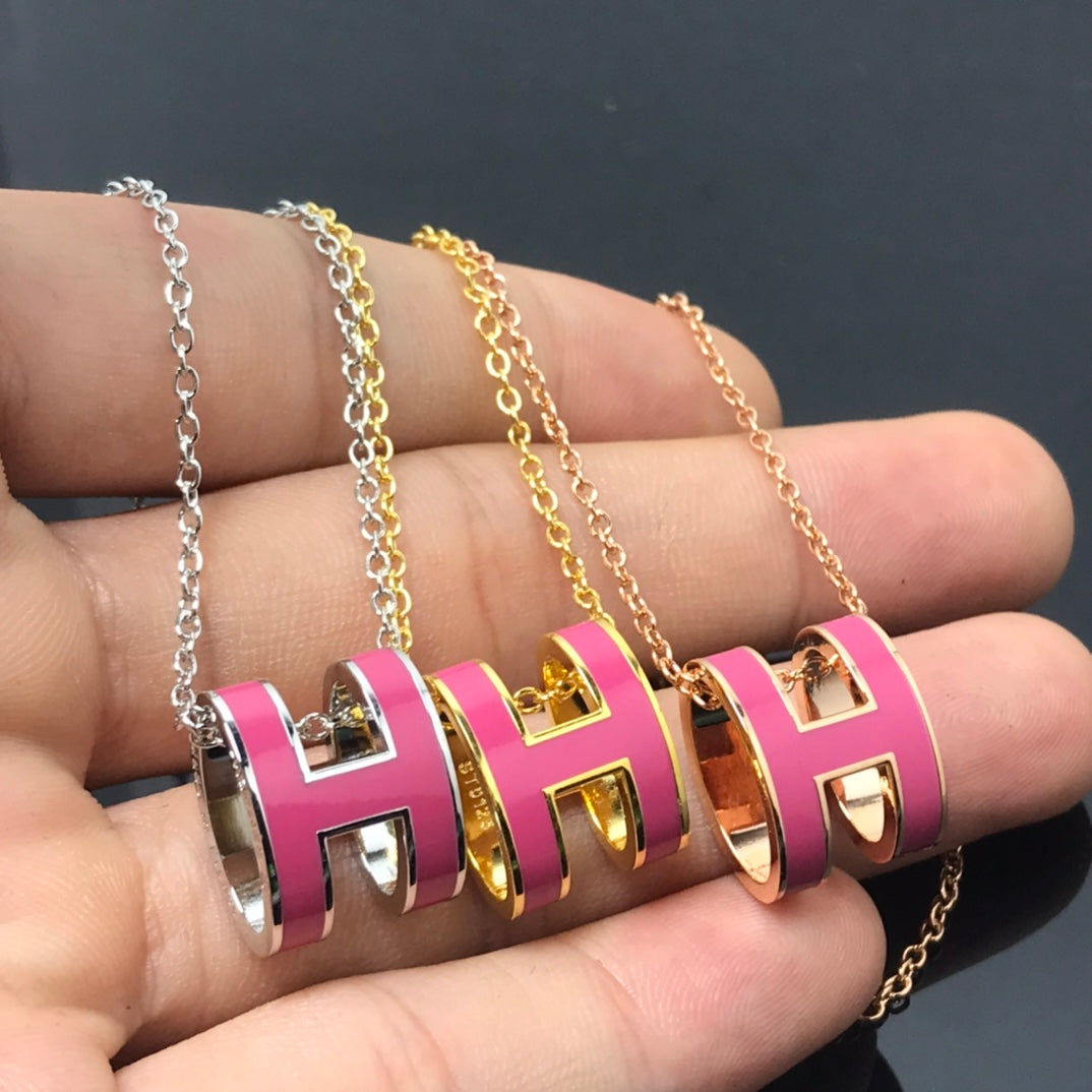 [baslovejewels]Hネックレス ピンク