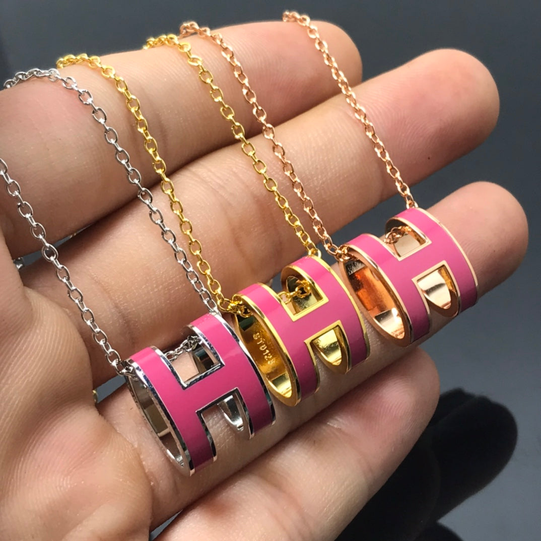[baslovejewels]Hネックレス ピンク