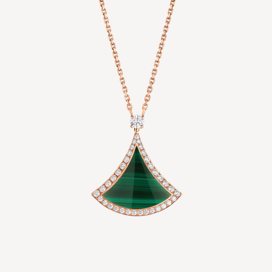 [baslovejewels]ドリームマラカイトダイヤモンドパヴェピンクゴールドネックレス