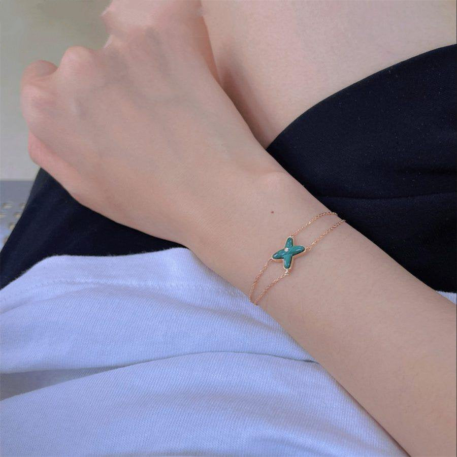 [baslovejewels]JEUX ARMBAND MALACHIT ROTGOLD 1 DIAMANT