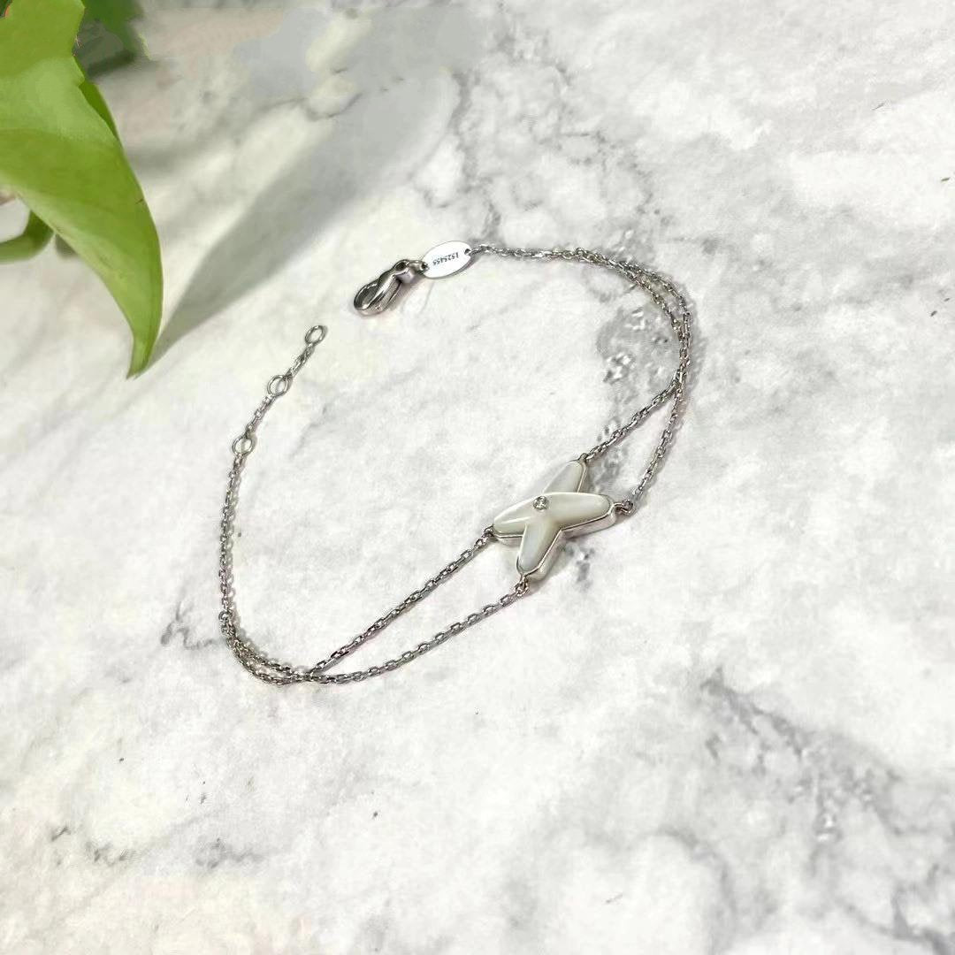 [baslovejewels]JEUX BRACELET WHITE MOP SILVER 1 DIAMOND