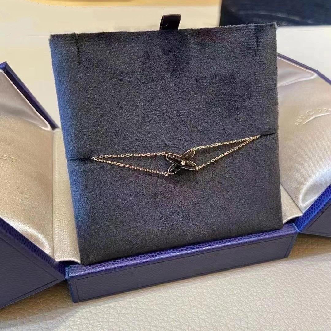 [baslovejewels]JEUX ARMBAND ONYX ROSGOLD 1 DIAMANT