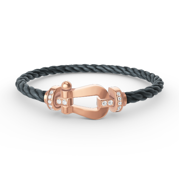 [baslovejewels]FORCE LARGE HORSESHOE HALF DIAMOND BRACELET ROSE GOLD