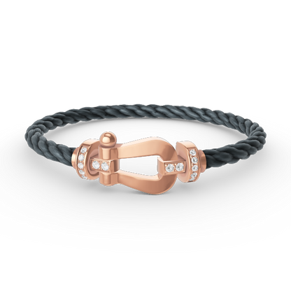 [baslovejewels]FORCE LARGE HORSESHOE HALF DIAMOND BRACELET ROSE GOLD