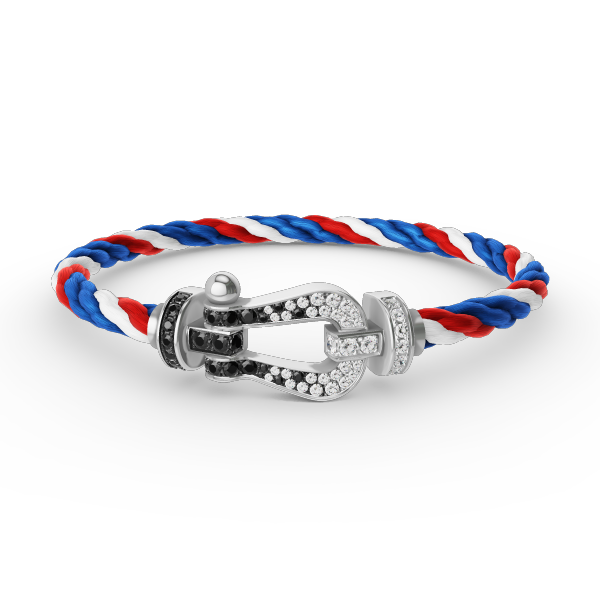 [baslovejewels]FORCE GROSSES HUFEISENARMBAND SCHWARZ WEISS DIAMANT SILBER