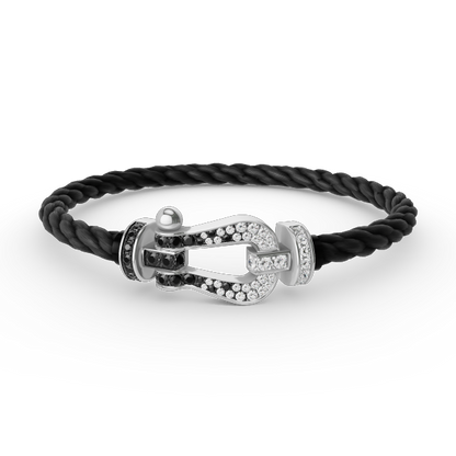 [baslovejewels]FORCE GROSSES HUFEISENARMBAND SCHWARZ WEISS DIAMANT SILBER