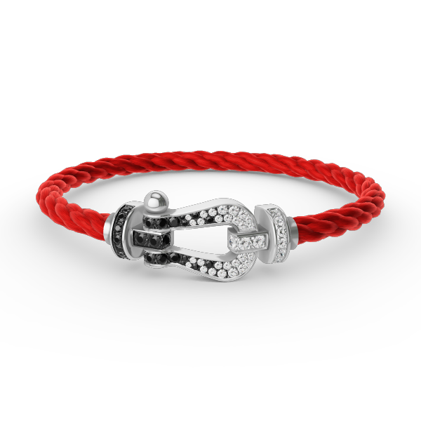 [baslovejewels]FORCE GROSSES HUFEISENARMBAND SCHWARZ WEISS DIAMANT SILBER