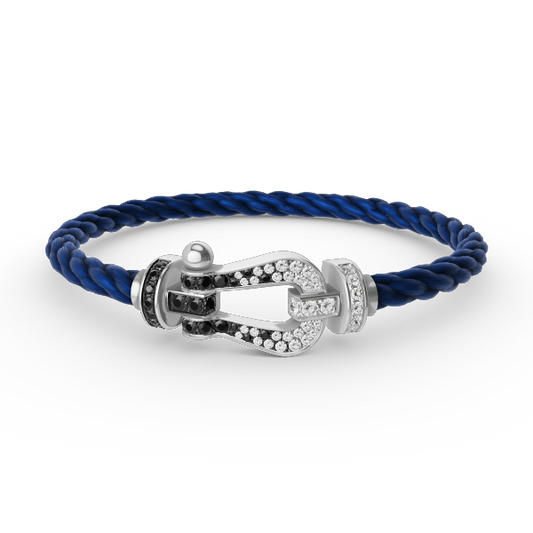 [baslovejewels]FORCE GROSSES HUFEISENARMBAND SCHWARZ WEISS DIAMANT SILBER
