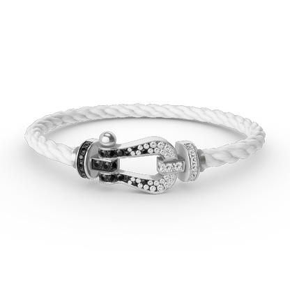 [baslovejewels]FORCE GROSSES HUFEISENARMBAND SCHWARZ WEISS DIAMANT SILBER