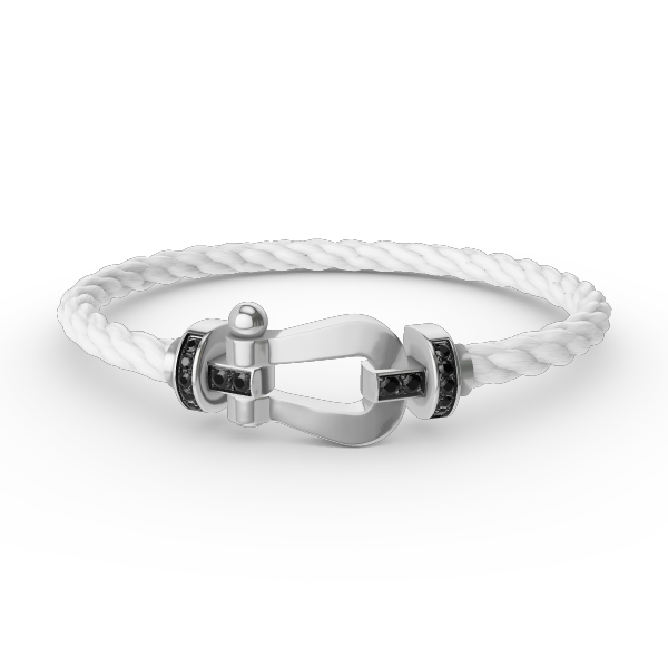 [baslovejewels]FORCE GROSSES HUFEISENARMBAND MIT SCHWARZEN DIAMANTEN SILBER
