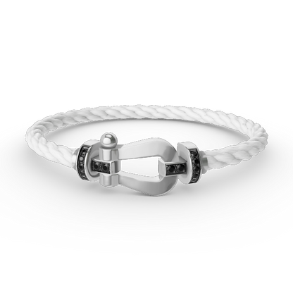 [baslovejewels]FORCE GROSSES HUFEISENARMBAND MIT SCHWARZEN DIAMANTEN SILBER