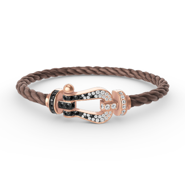 [baslovejewels]FORCE GROSSES HUFEISENARMBAND MIT SCHWARZEN WEISSEN DIAMANTEN IN ROSÉGOLD