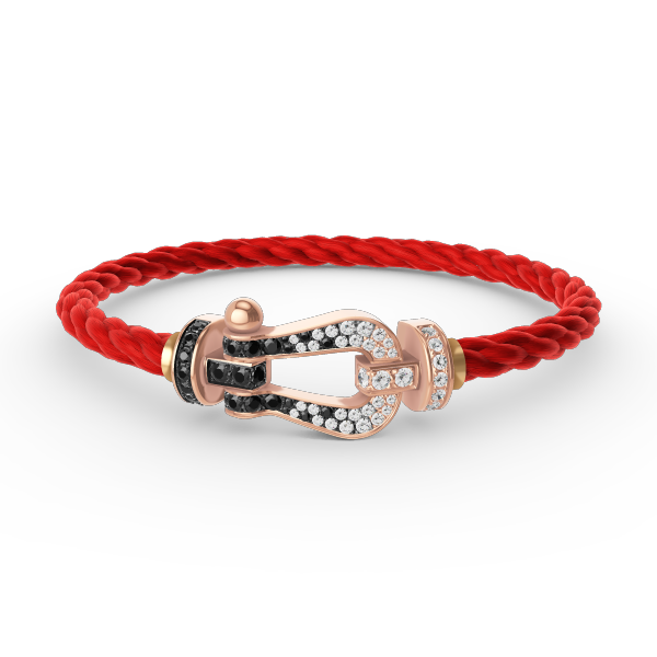 [baslovejewels]FORCE GROSSES HUFEISENARMBAND MIT SCHWARZEN WEISSEN DIAMANTEN IN ROSÉGOLD