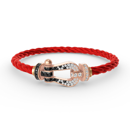 [baslovejewels]FORCE GROSSES HUFEISENARMBAND MIT SCHWARZEN WEISSEN DIAMANTEN IN ROSÉGOLD