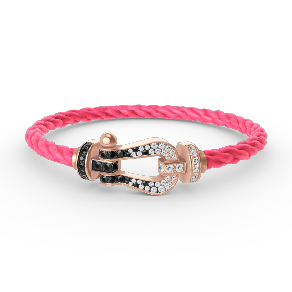 [baslovejewels]FORCE GROSSES HUFEISENARMBAND MIT SCHWARZEN WEISSEN DIAMANTEN IN ROSÉGOLD